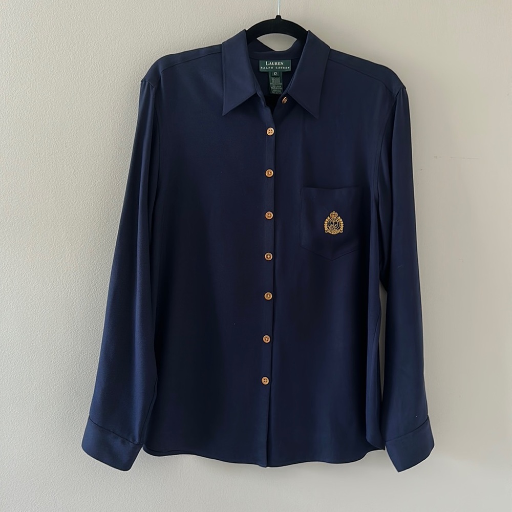 Lauren Ralph Lauren Navy Button Down Shirt